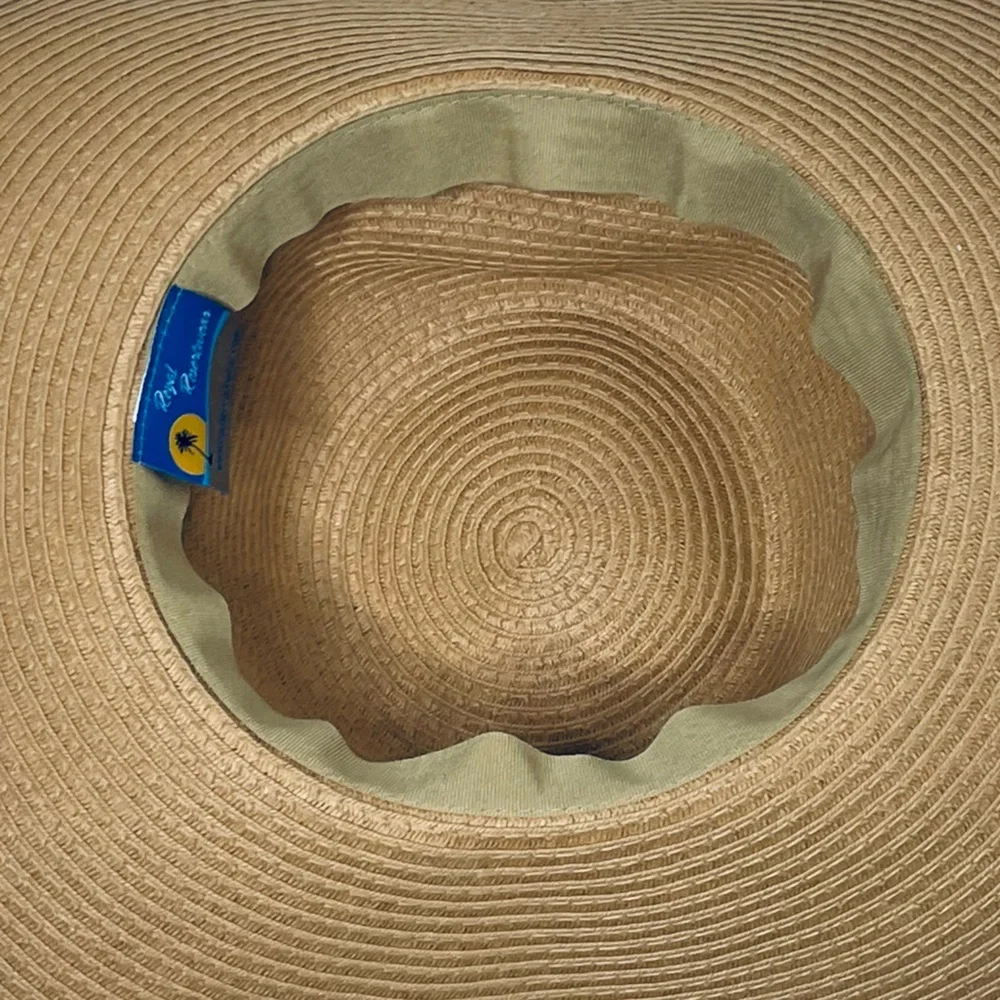 Royal Resortwear woven beaded turquoise and wood leather lace Sun hat for Sumner